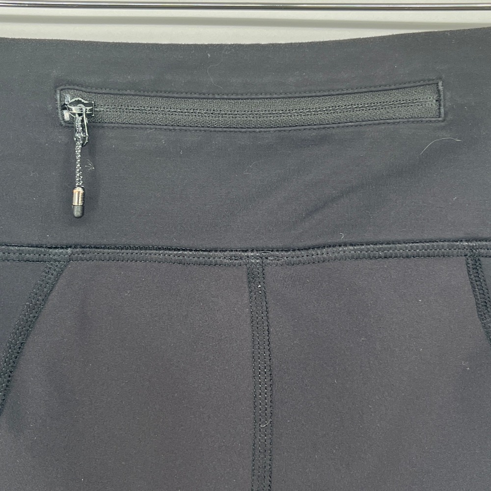 Lululemon Black Cropped Running Leggings Side Pockets Zip Pocket Womens Size 6‎ - Picture 11 of 12